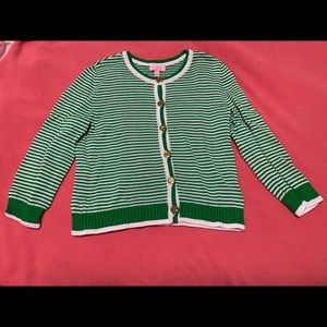 Lilly Pulitzer XS Green & White Striped Cardigan
